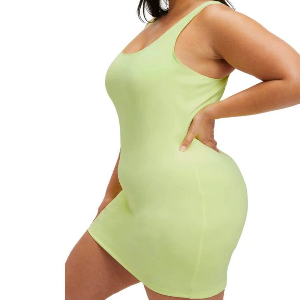 Good American Good Compression Scuba Knit Mini Dress Green Stretch Size 5 2XL